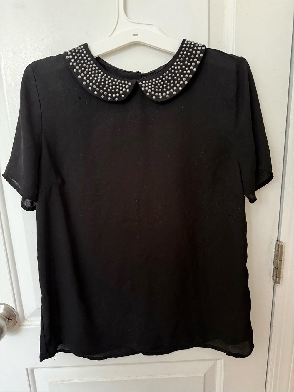 Forever 21 Black Studded Collar Blouse Size S